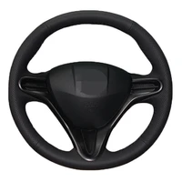 car steering wheel cover diy hand stitched black genuine leather for honda civic civic 8 2006 20011 3 spoke