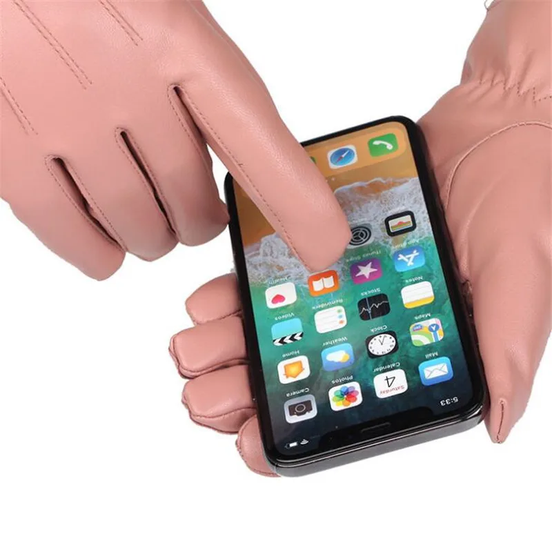 Новое поступление Женские варежки зимние теплые модные розовые перчатки из