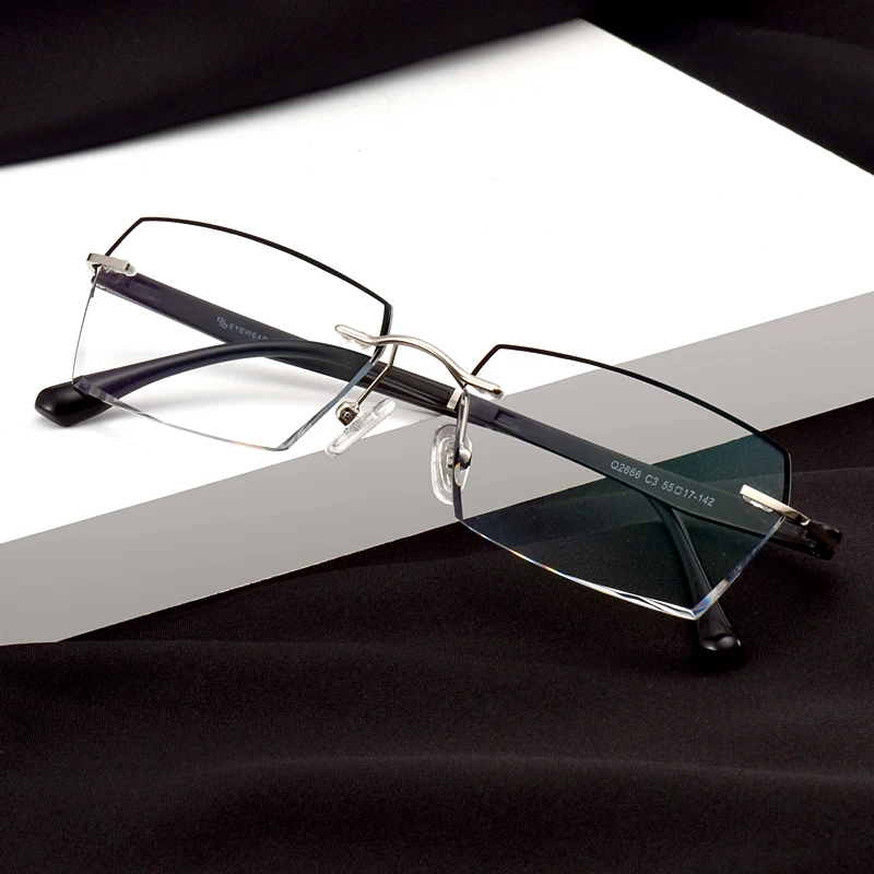 

Diamond cutting half-frame glasses new invisible frameless business men's glasses frame prescription glasses myopia optical glas