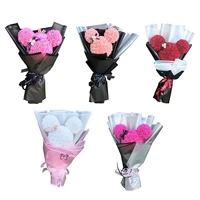 rose mickey bouquet artificial pe handmade eternal rose flower bear dolls wedding party decoration valentines day gift