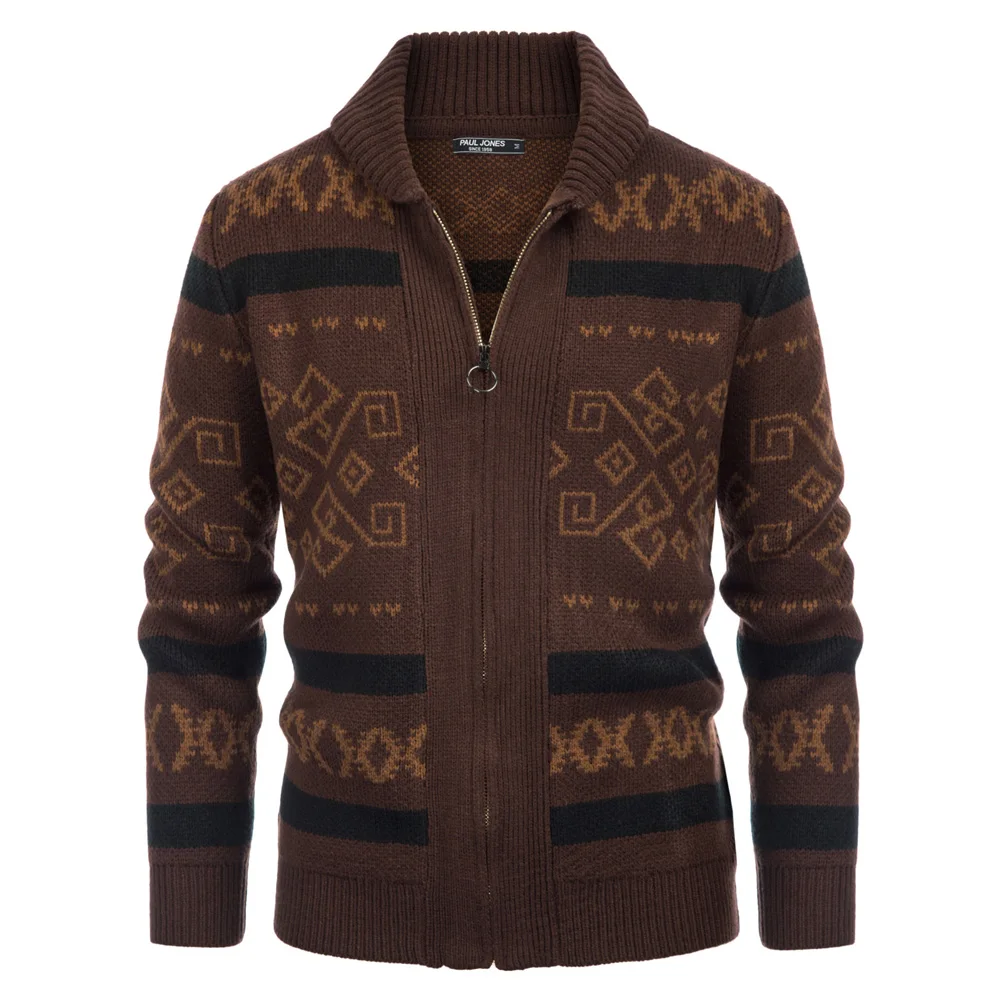 

Brand Desigh PJ Men Shawl Collar Sweater Cardigan Long Sleeve Zip-up Knitted Coat Knitwear Winter Autum Warm Clothes Fashion New