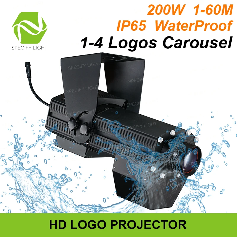 Наружный проектор карусели с несколькими логотипами 200 Вт IP65 60 м HD дистанционное