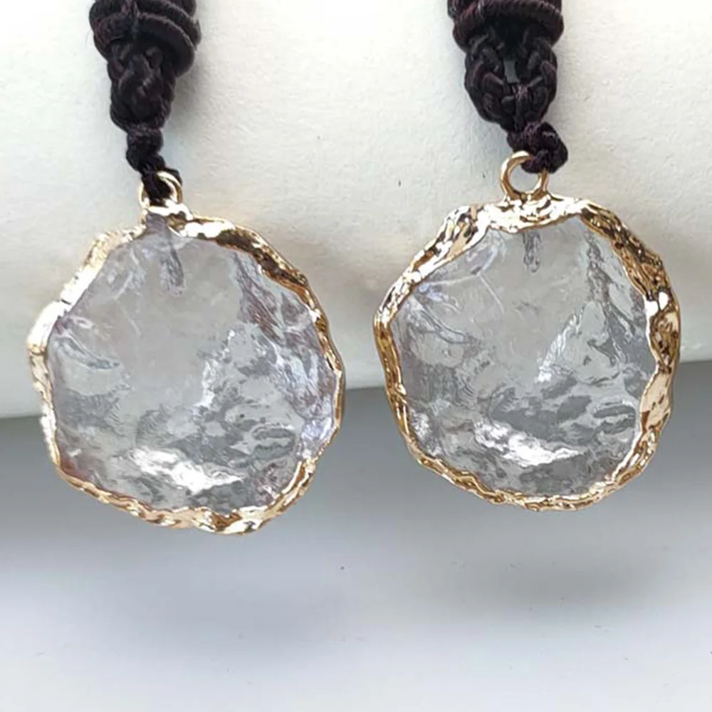 

K9 Crystals Glass Imitation White Crystal Pendant Irregular Small Ice Cube Gilt Edge Charm Couple Simple Cool Style Accessories