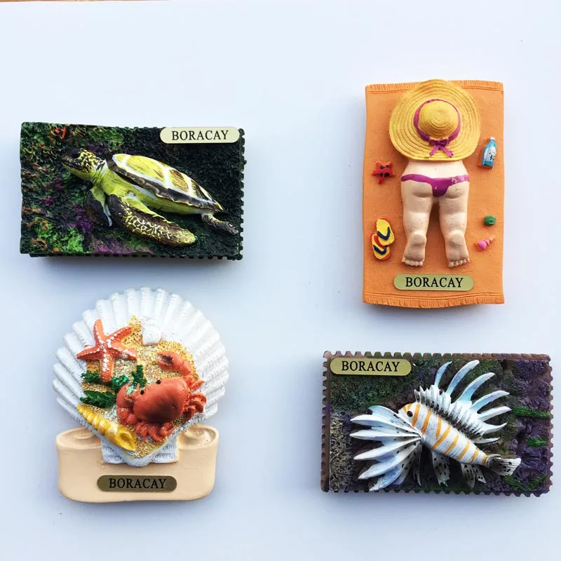 Philippines Travel Country Fridge Magnet Souvenir Boracay Creative Beach Turtle Sunset 3d Magnets Sticker for Crafts Home Decor | Дом и сад