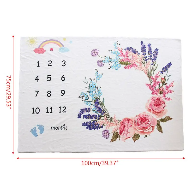 

Baby Girls Boy Blanket Newborn Milestone Photography Props Cloth Cute Rainbow Garland Pattern Photo Blankets