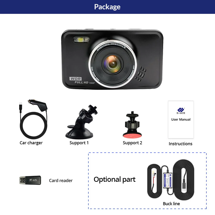 E-ACE Новатэк dashcam Автомобильный видеорегистратор авто мини Камера зеркало Ночное видение Full HD 1080 P видео Регистраторы Carcam видеокамеры Автомобильные видеорегистраторы 3.0 дюймов Автомобиль DVR Для Автомобиля