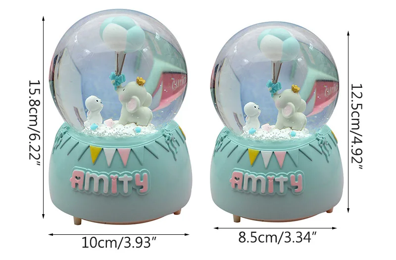 Strongwell Amusement Park Balloon Elephant Snow Globe Crystal Ball Christmas Music Box Christmas Decoration Home Birthday Gift