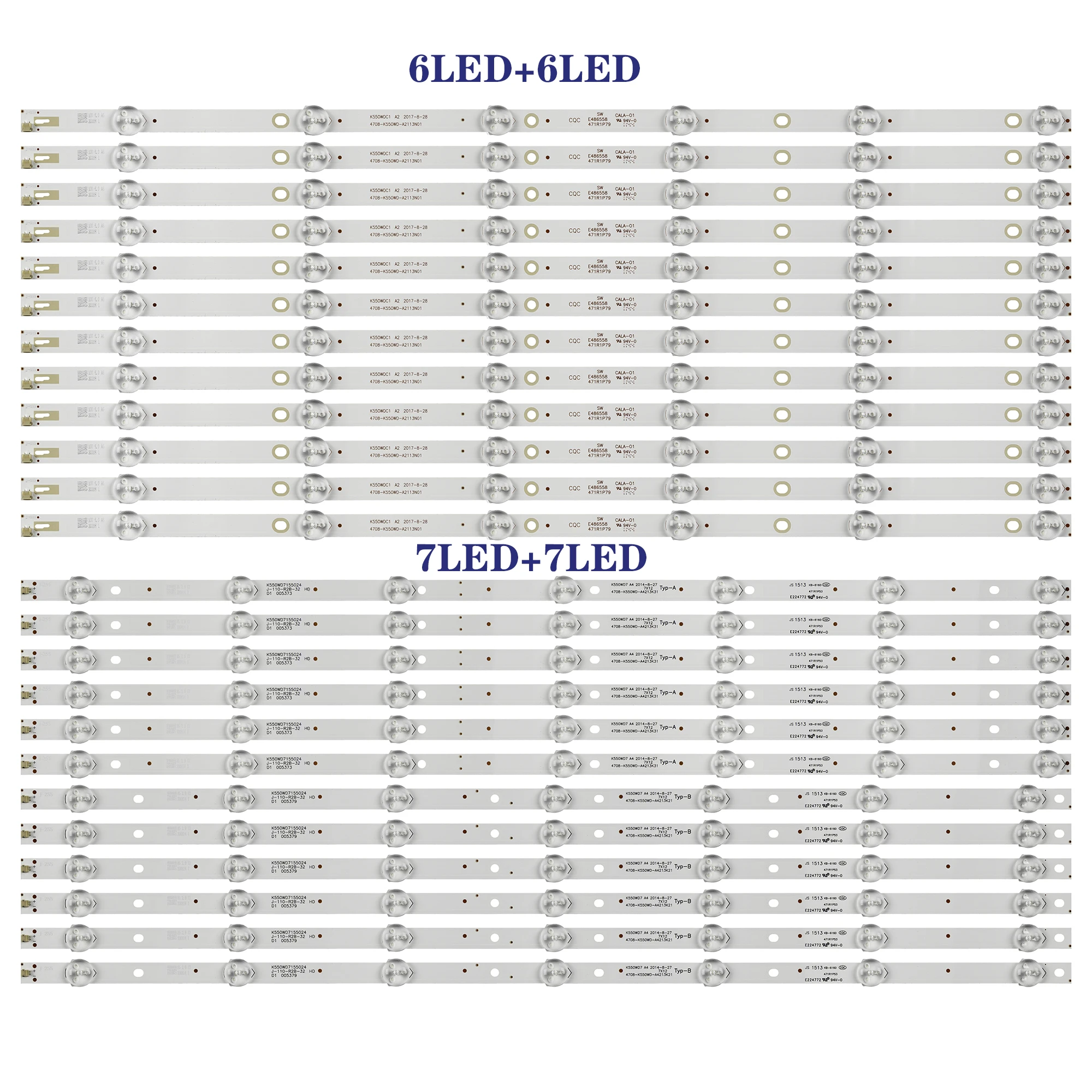 

Светодиодная лента для подсветки 4708-K550WD-A3213K31 55PUF6051/T3 4708-k550wd-a3213k21 a3213k31 K550WD7 55PFT6100, 10 комплектов/120 шт.