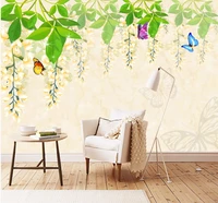 modern simple fashion romantic bouquet of butterfly marble mural background wall custom wallpaper 8d waterproof wall cloth
