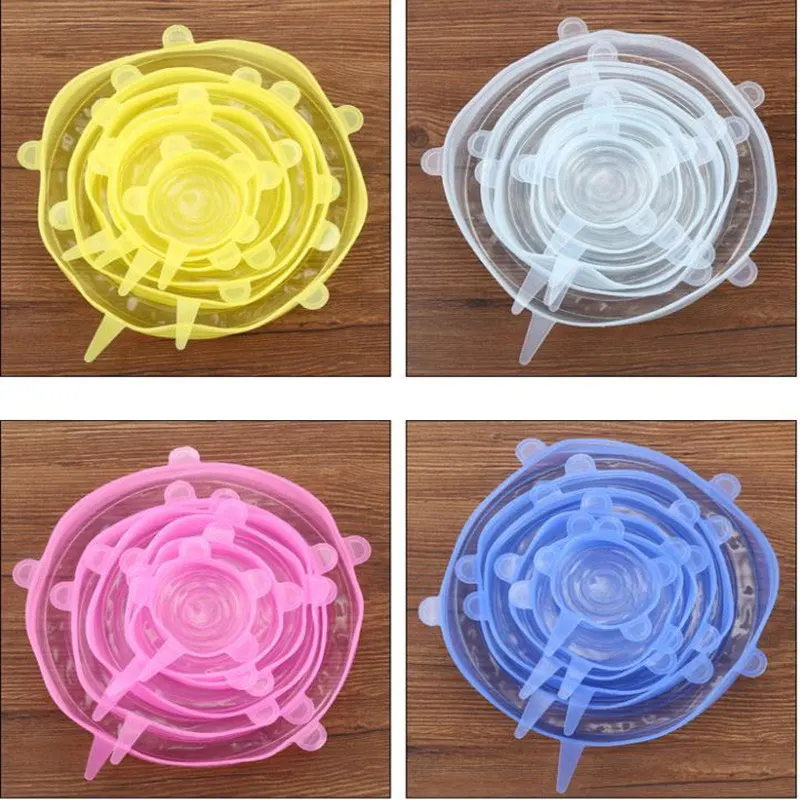 6 шт. силиконовые эластичные крышки универсальная крышка силиконовая чаша