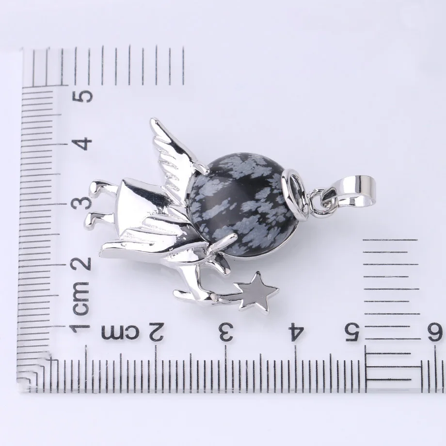 Подвеска в виде ангела из натурального камня круглые плоские кварцевые бусины