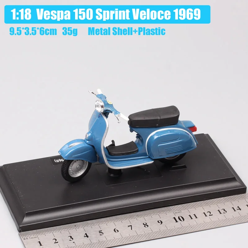 1969 150 Sprint 1:18 весы piaggio vespa скутер 98 PK 125 GTR P150X 300 MP5 Primavera GTS мото rcycle мото велосипед литые автомобили игрушки модель детей - Цвет: 1969 150 Sprint