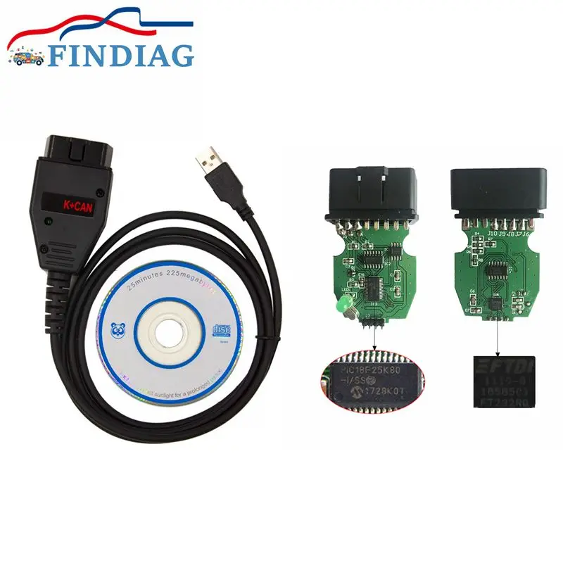 Профессиональный для VAG K + CAN 1,4 полная версия Commander для AUDI/VW/Skoda/Seat PIC18F25K80 + FTDI FT232RQ чип OBD автомобиль