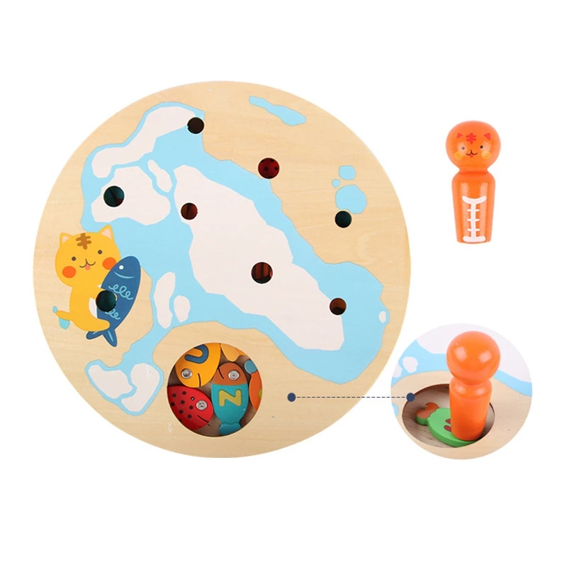 

netic Wooden Fishing Game for Toddlers Alphabet Catching Counting Preschool Toys for Kids Learning with net Poles