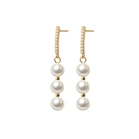 luxury pearl earrings 925 silver jewelry with zircon gemstone long style drop earrings accessories for women wedding party gifts