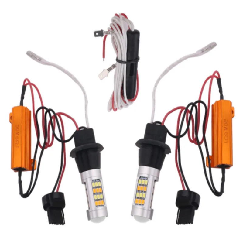 Новинка 2x S25 1156 BA15S 7440 BAU15S Canbus двойной цвет 54SMD 4014 Светодиодные белые/Янтарные