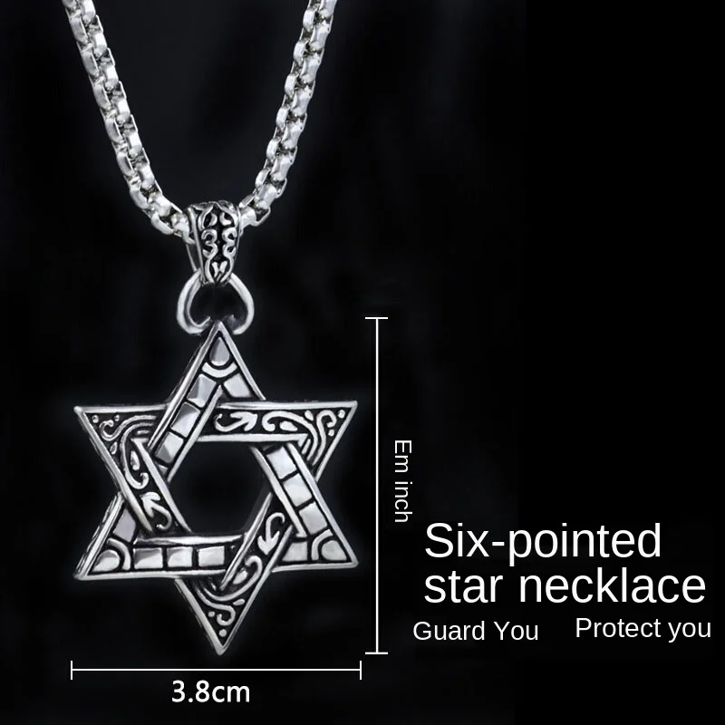 

CY Hexagram Necklace Men's Sterling Silver Trendy New IFashion Light Luxury Minority Pendant Ornaments