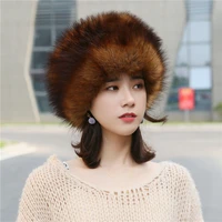 new women autumn winter imitation fox fur hats thick furry no top hats warm faux fur hats ladies princess outdoor mink fox fur