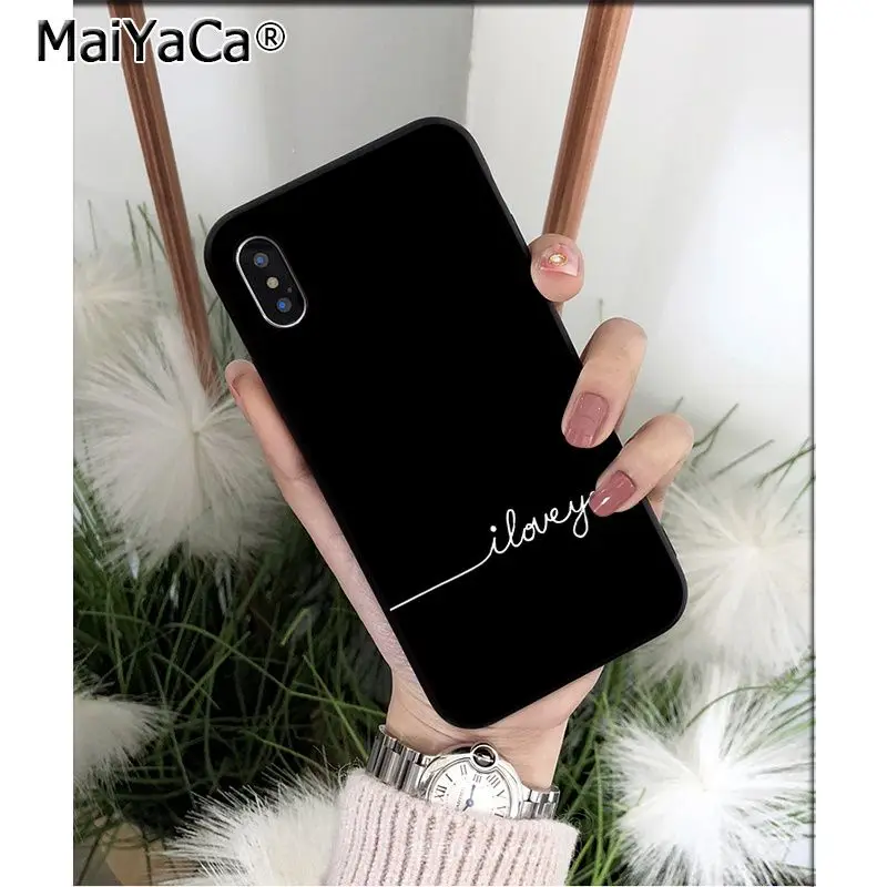 MaiYaCa цветной текстовый узор на черном фоне ТПУ мягкий чехол для телефона iPhone 8 7 6 6S