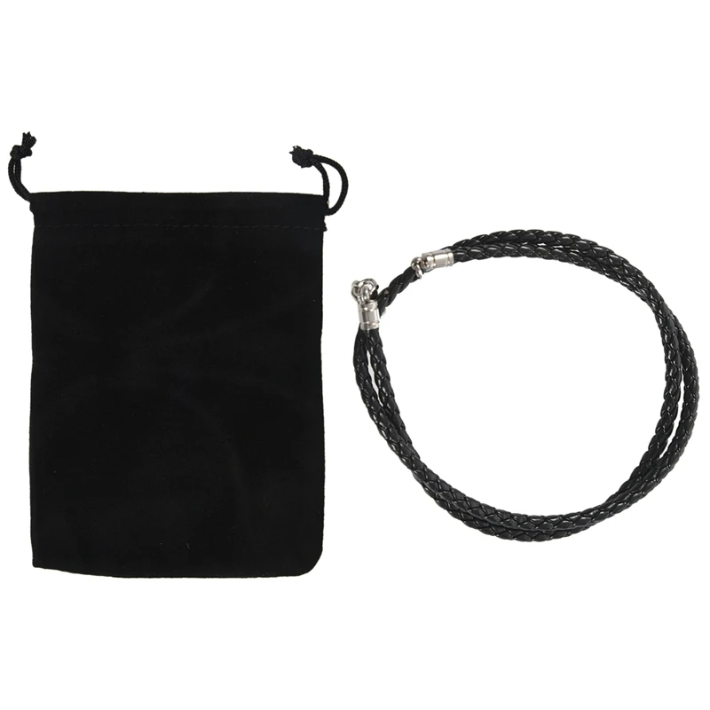 

Jewelry Men's Necklace - 3mm Cord - Leather - Stainless Steel - for Men - Color Black Silver - With Gift Bag
