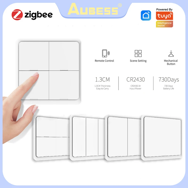 Aubess переключатель умной сцены ZigBee беспроводная свободная наклейка 4-сторонняя