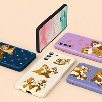 cute chip and dale for samsung note 20 10 s21 s20 fe s10 ultra plus lite pro 5g phone case liquid silicone soft cover