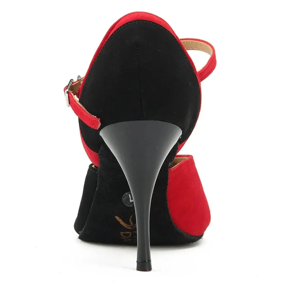 Summer women contemporary sandals black stain heel dance shoes red strip ankle boots  Suede 9cm Ballroom dry heels treatment