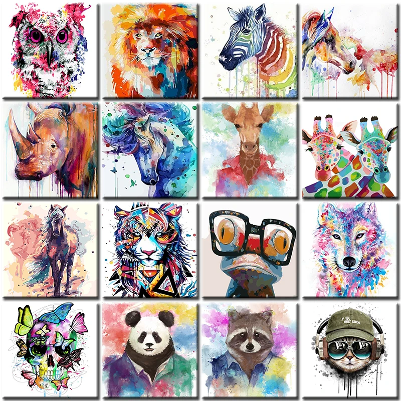 

Painting By Numbers Adult On Canvas With Frame Acrylic Paint Kits Animal Diy Oil Pictures Coloring By Number For Home Decoration