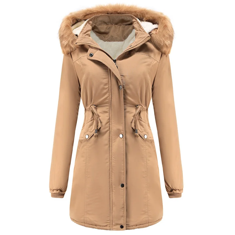 Winter Women's Coat Ladies Windbreaker Warm Jacket Hooded Fleece Fur Coat Female Parkas Fashion Outerwear Casual Cotton Clothes