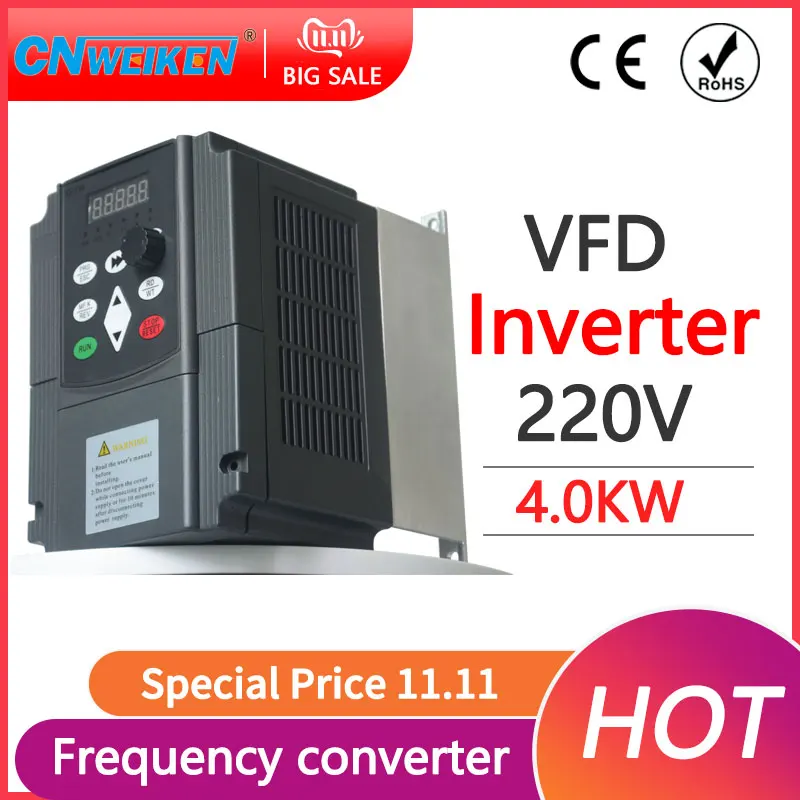 

Преобразователь частоты инвертора VFD 1,5 кВт/2,2 кВт/4 кВт, однофазный вход 220 В и 3-фазный контроллер яркости скорости