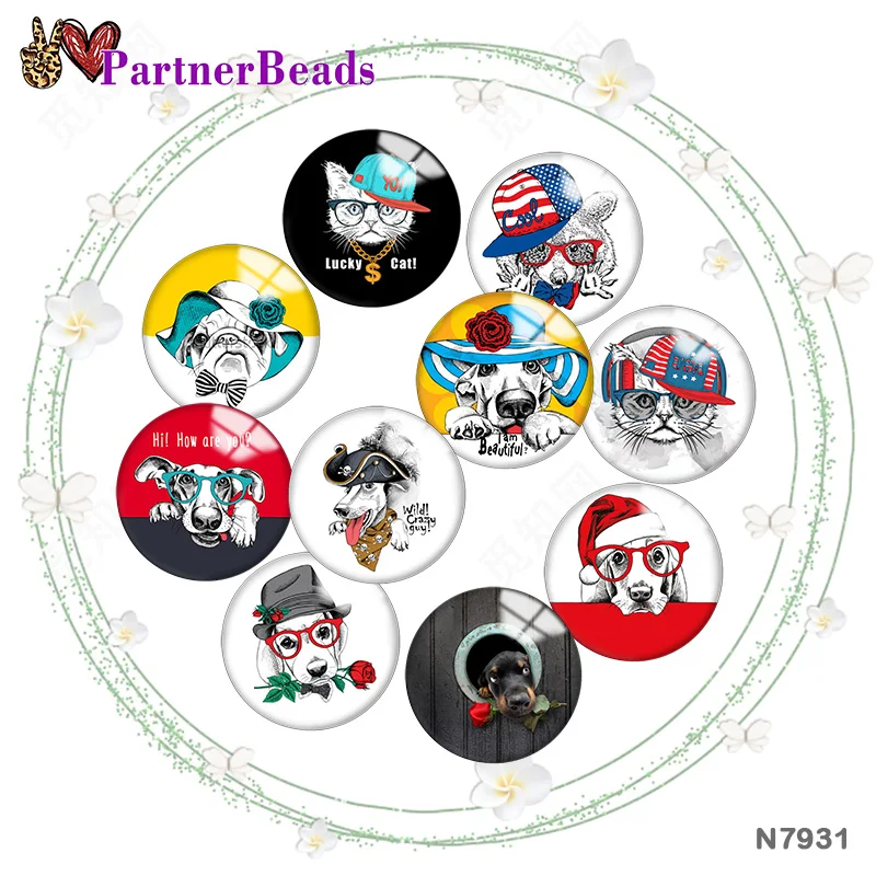 

Мультяшная собака 12 мм/18 мм/20 мм/25 мм круглый фото стекло кабошон демонстрация с плоской задней стороной изготовление фурнитуры N7931