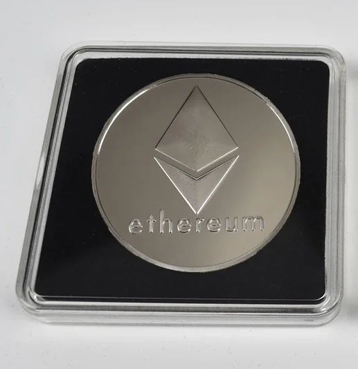 Позолоченные физические битконы Casascius Бит монета BTC Litecoin пульсация Eth художественная коллекция прозрачная акриловая упаковка монета - Цвет: silver ethereum