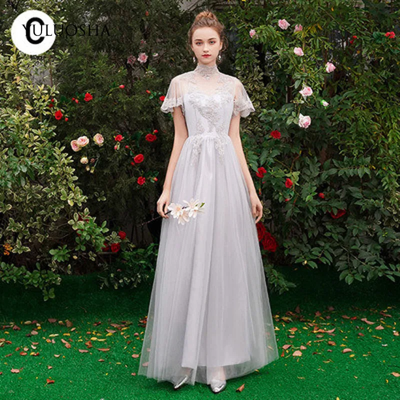 YULUOSHA платье подружки невесты Длинные вечерние свадебные платья без рукавов