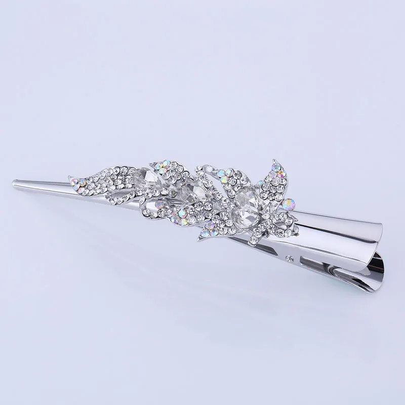 white leaf flower Потрясающая модная металлическая филигрань со стразами типа Ибис Заколка-зажим для женщин аксессуары покрытые серебром горячая Распродажа - Окраска металла: white leaf flower
