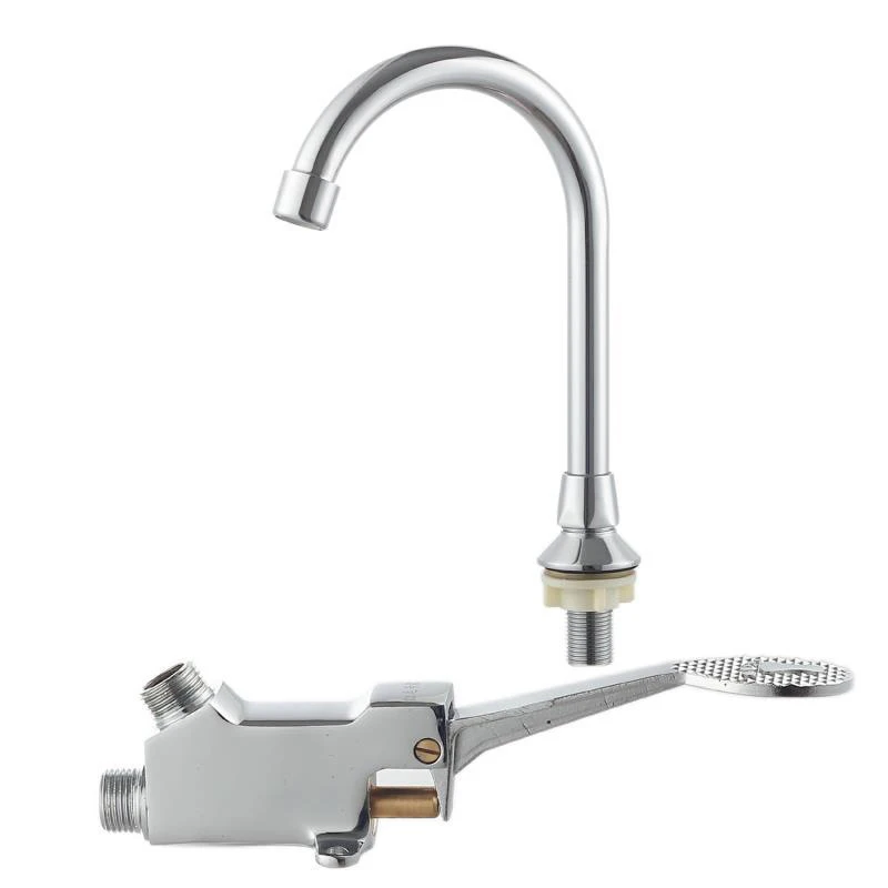 

1pc Switch Control By Floor Foot Pedal Valve Copper Bathroom Basin Faucet Single Cold Tap Hotel Faucet Pedal Water