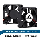 2 шт., Gdstime DC 5 в 12 В 24 в 3 см 30 мм 30x30x10 мм, двойной шарикоподшипник, вентилятор охлаждения 30 мм x 10 мм 3010 для мини-принтера 3D