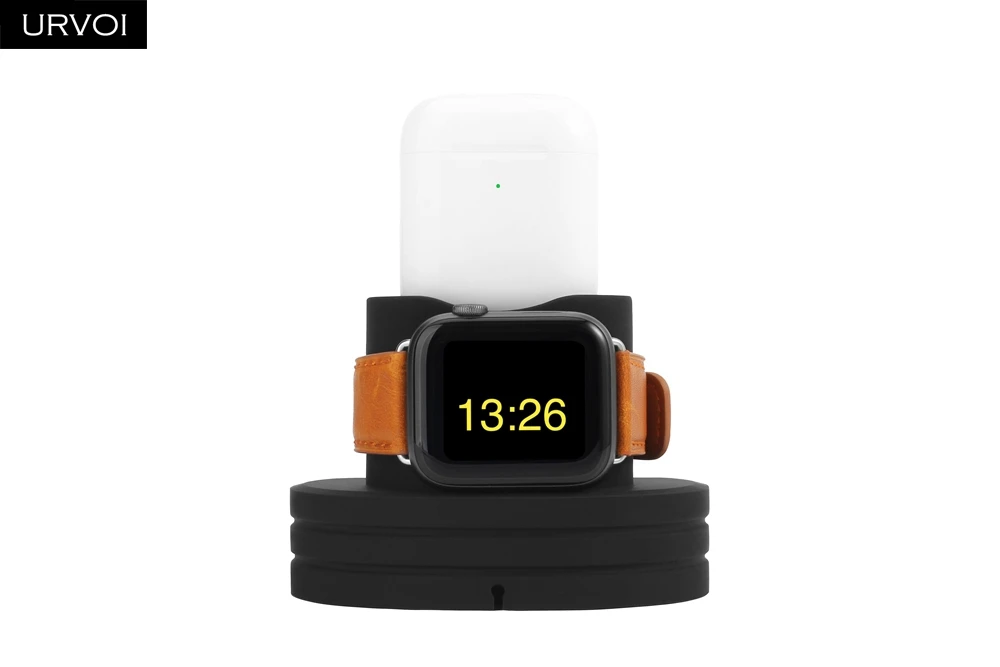 Силиконовая подставка URVOI для apple watch series 5/4/3/2/1 WatchOS keeper 2 в 1 домашняя зарядная док