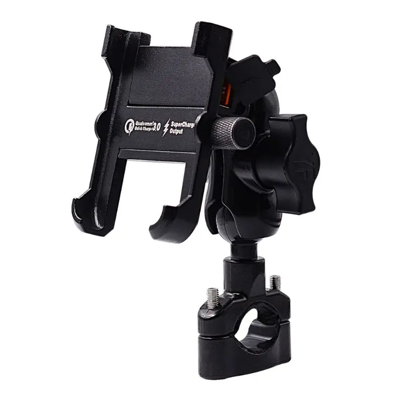 Waterproof Metal Motorcycle Smartphone Mount with QC 3.0 USB Quick Charger - Motorbike Mirror Handlebar Stand Holder for Samsung image 3