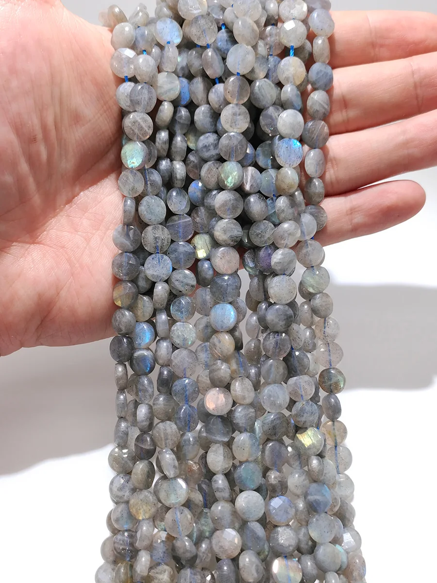 

Natural Stone Blu-ray Labradorite Beads Faceted Stone Round Shape Loose For Jewelry Making DIY Necklace Bracelet 15'' 10mm