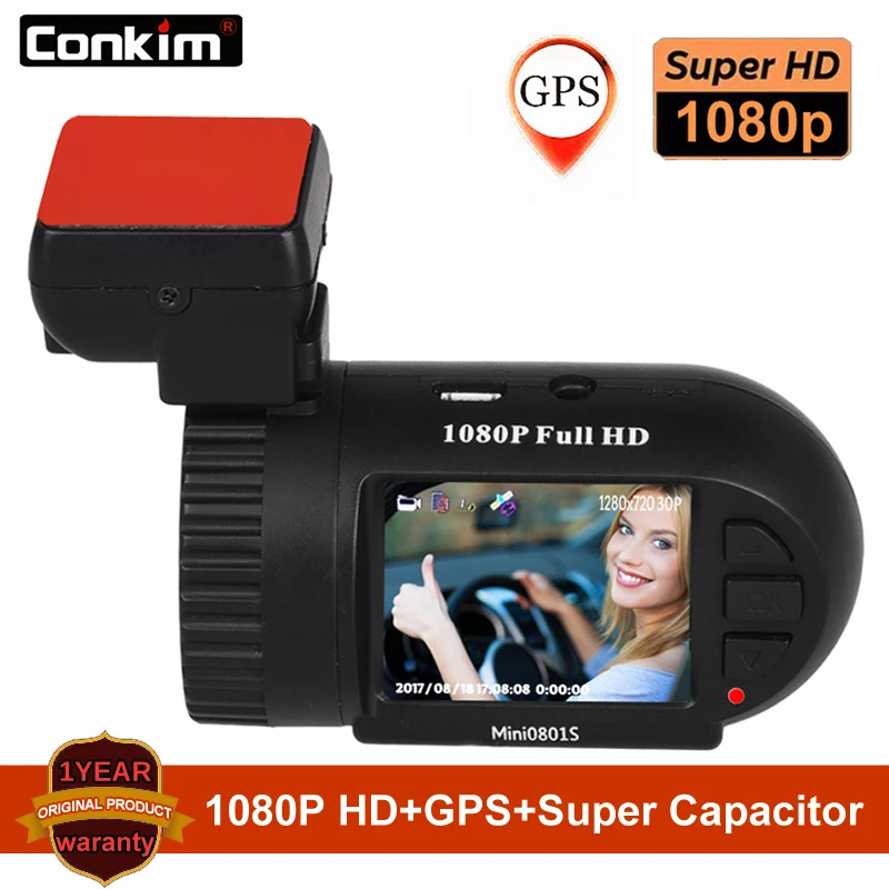 Автомобильная камера Conkim s Mini 0801S улучшенная 0801 1080P Full HD видеорегистратор H.264 GPS