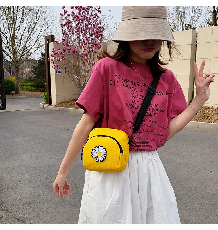 Женская Холщовая Сумка через плечо с вышивкой хризантемы многофункциональная