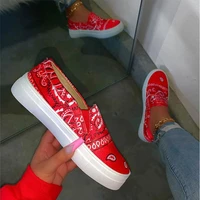 spring autumn new flat shoes women graffiti print loafers bandana fashion sneakers round toe solid colors plus size mujer pisos