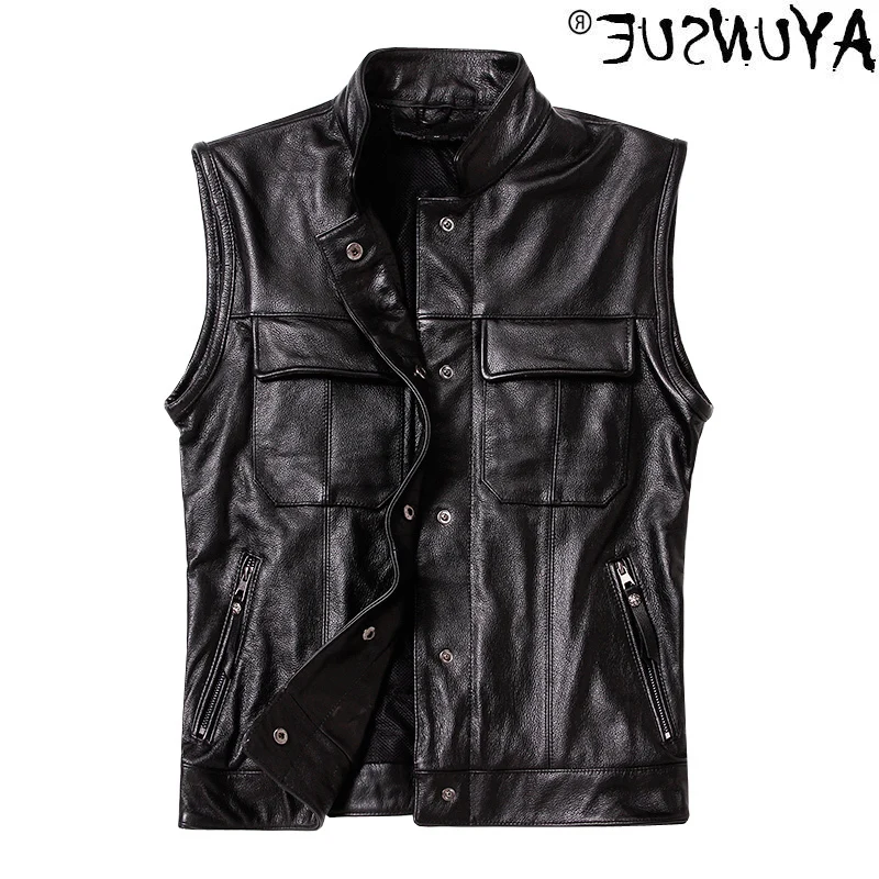 Men's vest, motorcycle leather jacket, men's vest