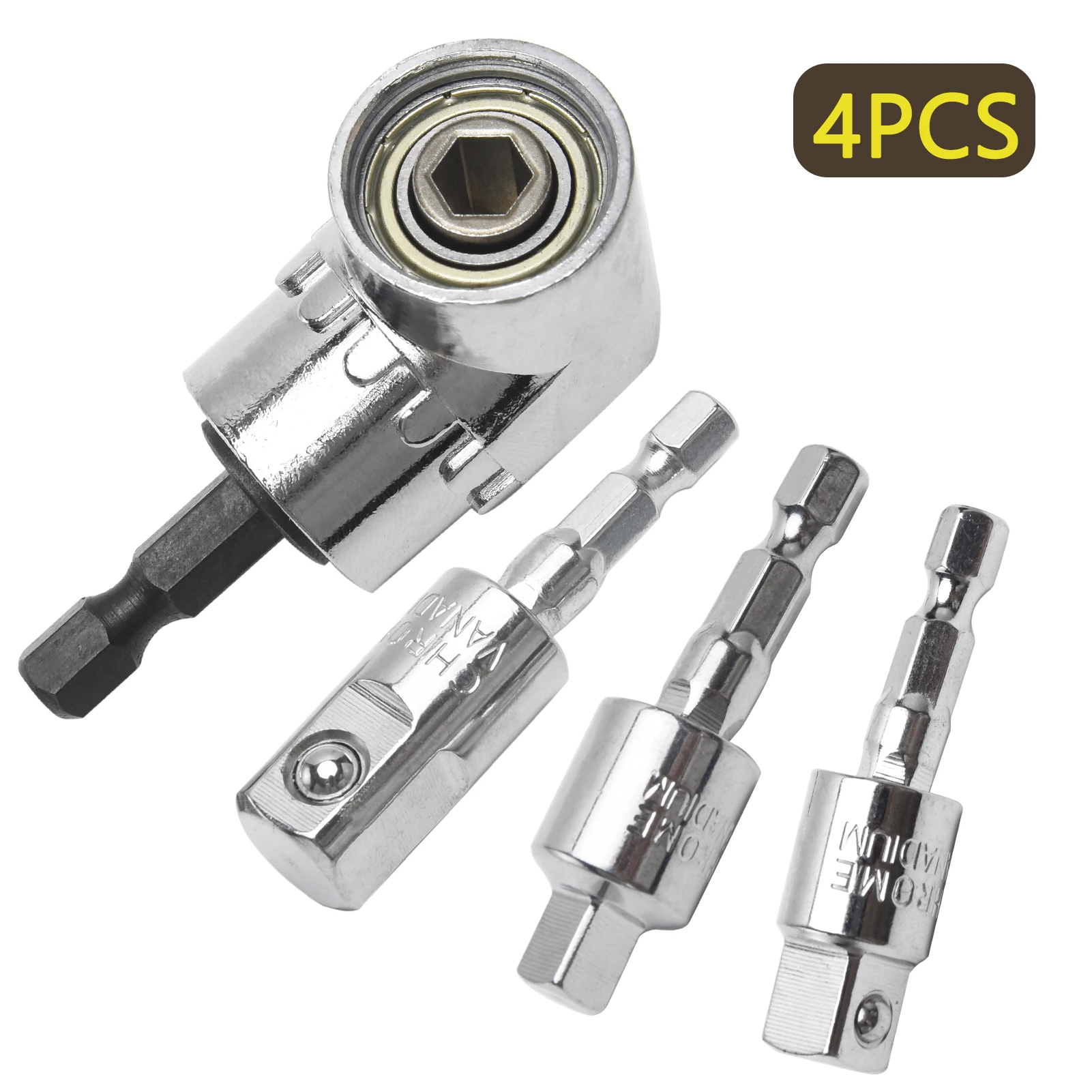 

4pcs Drill Socket Adapter Set Screwdriver CRV Easy Install 360 Rotatable Hex Shank Impact Driver Power Tool Parts Ratchet Sleeve
