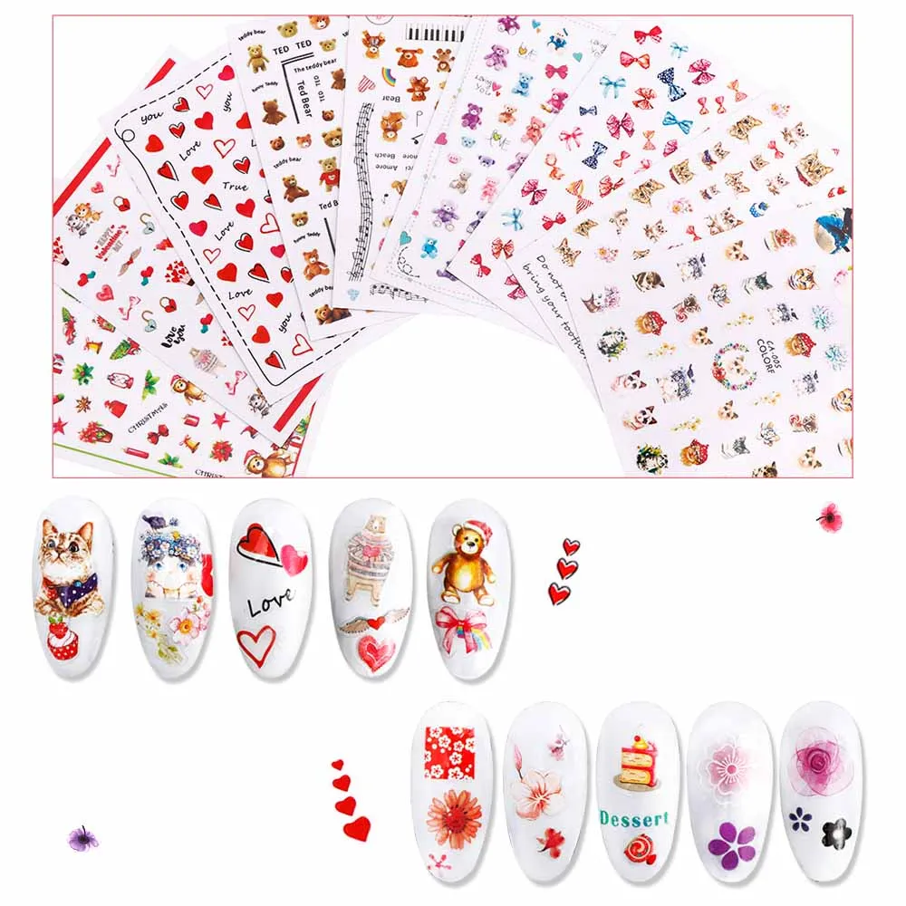 6 шт смешанные наклейки для ногтей арт деко гвоздей по случайному выбору шесть 3D