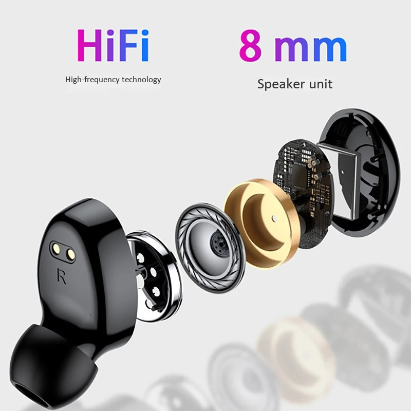 

A9 Wireless Bluetooth Earphone, Smart Press Bluetooth Earphone with LED Light and Digital Display Charging Compartment