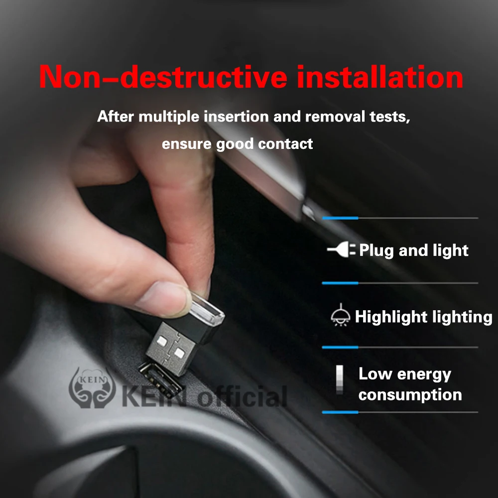KEIN 1 шт. USB мини-атмосфера светодиодный светильник лампы Интерьер автомобиля Usb