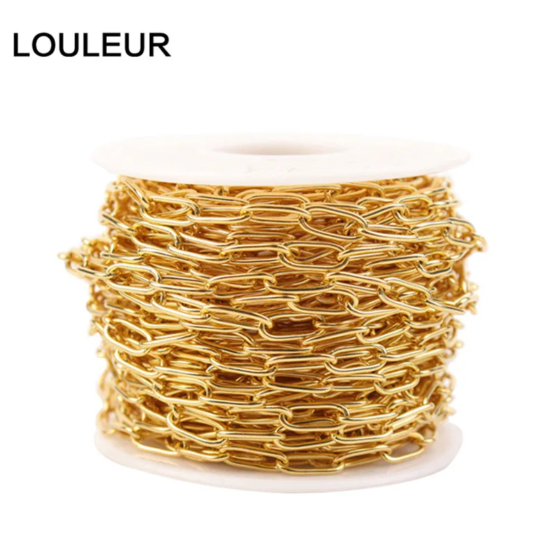 

1 Meter 4mm width Gold Plated Stainless Steel Chains Gold Tone Circle Rolo Link Chain Fashion Women Necklace Making Wholesale