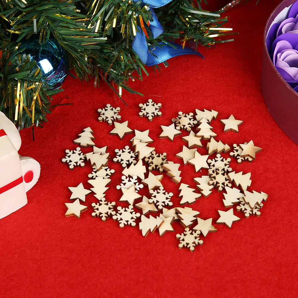 50pcs 10/деревянные поделки, Рождественские елочные украшения, Новогодний Декор для дома, вечерние рождественские украшения для дома, подвесные Подвески, подарки - Цвет: 50pcs