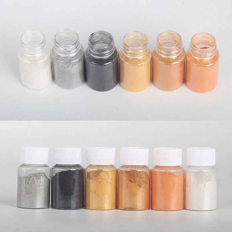 

6 Color Metal Tones Mica Pearl Powder Pigment Kit Cosmetic Grade Metallic Dye 95AB